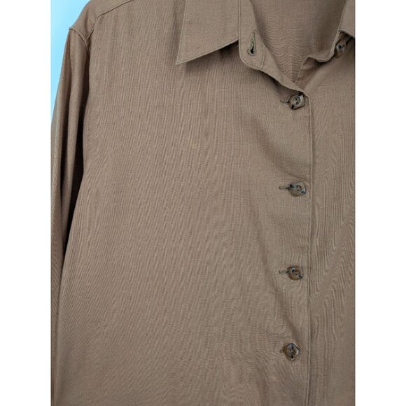 Vintage Silhouettes Shirt Dress Women Size 1X Button Up Linen Blend Coastal Boho - Picture 5 of 11